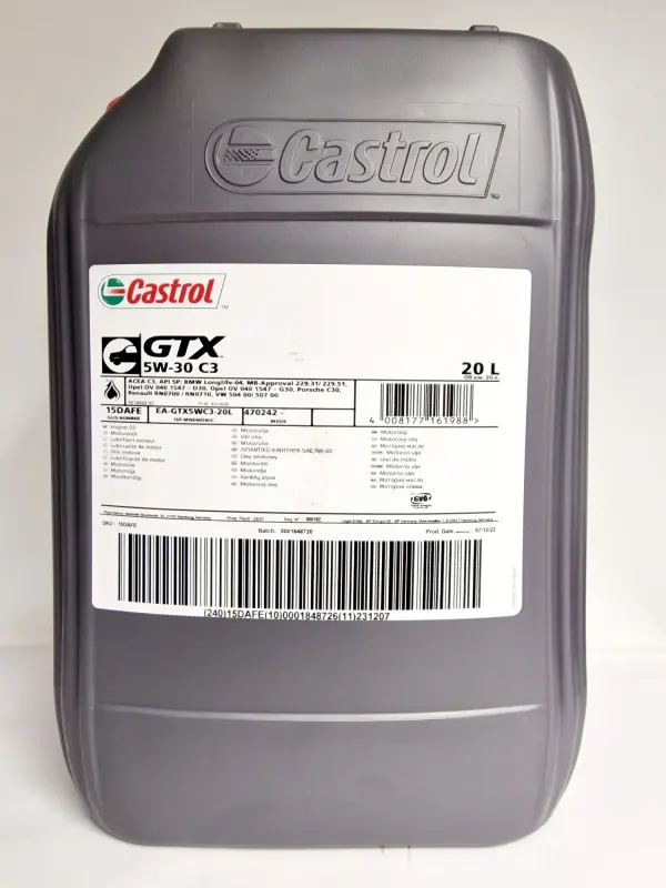 CASTROL GTX C3 (Longlife III-VW507-MB-BMW)   5W30 20L