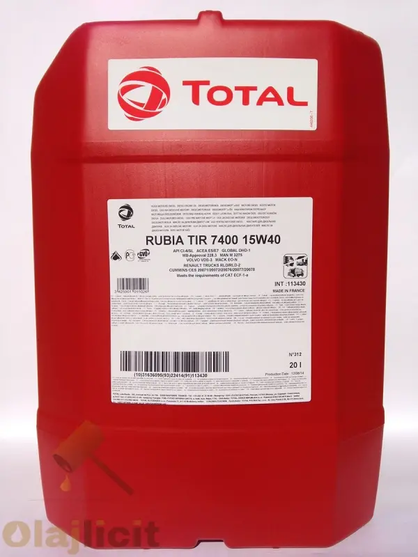TOTAL RUBIA TIR 7400   15W40 20L
