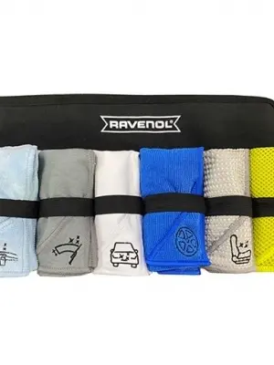 RAVENOL Mikroszálas Autóápoló Szett -kendő rendszerező táskával- 6 db